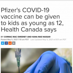 加拿大卫生部5月5日正式批准辉瑞疫苗